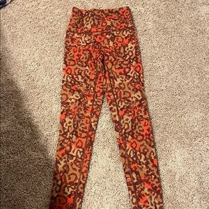 Aerie Leopard Print Skinny Pants - Brown and Orange